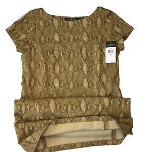 Lauren Ralph Lauren Dress Contessa Snake Print Short Sleeve Women Sz M NWT $135 - Picture 1 of 8