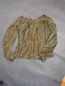 Leo Gold Swirl Stretch Glitter Dance Party Top Size Large Child - Picture 1 of 6