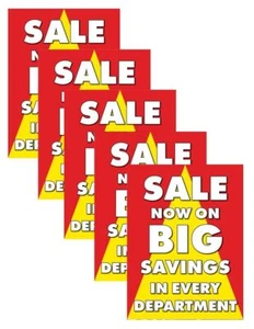 Sale Now On Big Savings | Retail Window Display Sign | 18"W x 24"H | 5 Pack - Picture 1 of 5