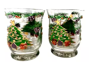 2 luces de té navideñas de cristal de la Quinta Avenida portavelas vidrio mesa de vacaciones - Imagen 1 de 6