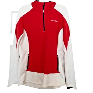 pearl izumi hooded 1/2 zip jacket red white xl women zip pockets front and back - Picture 1 of 4