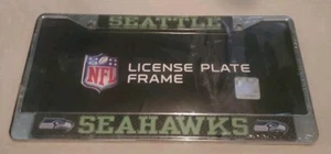 NFL Football Seattle Seahawks Carbon Fiber Metal License Plate Frame - BRAND NEW - Picture 1 of 4
