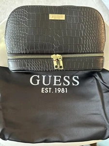 Borsa per trucco GUESS nera finto logo - custodia per cosmetici/da viaggio - nuova con borsa extra in raso - Foto 1 di 12