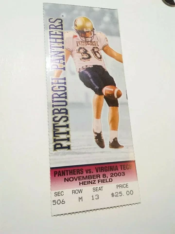 2003 Pittsburgh Panthers Virginia Tech Hokies Football Ticket Stub Cover