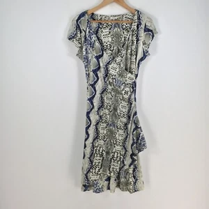 Teaberry womens dress size 10 crossover wrap multicolour animal print 062715 - Picture 1 of 8