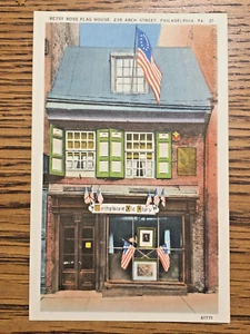 Cartolina Philadelphia Pa. Betsy Ross Flag House 239 Arch Street - Foto 1 di 2