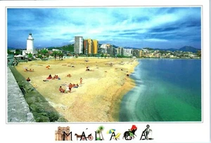 Malagueta Beach and Lighthouse Malaga, Spain Postcard - Picture 1 of 2