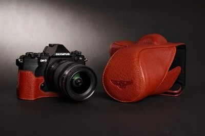 Genunie Cuero Real Completo Cámara Estuche Bolsa Cubierta para Olympus OM-D E-M5 EM5 II M2  Foto 1 de 4