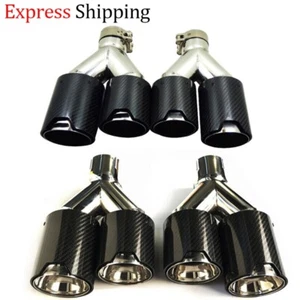 For BMW 2.5'' 63mm Dual Carbon Fiber Universal Car Exhaust Tip End Muffler Pipes - Bild 1 von 10