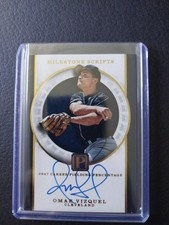 2016 Panini Pantheon Milestone Scripts GOLD /49 Omar Vizquel #MS-OV Auto