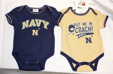 NWT Baby Navy Midshipmen Blue/gold ProEdge 2 pack short sleeve bodysuits Cover