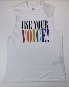 Levi's Mens Women Large L Pride Logo "Use Your Voice!" LGBTQ White Tank Top NWT - Picture 1 of 9