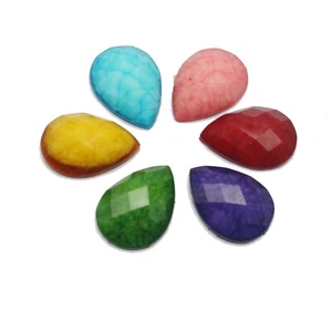 100 gemas de cabujón TearDrop de resina de respaldo plano de colores mezclados 13X18 mm piedras preciosas de imitación - Imagen 1 de 8