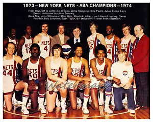 1973 - 74 ABA World Champion New York Nets Team Picture Erving 8 x 10 Photo - Bild 1 von 1