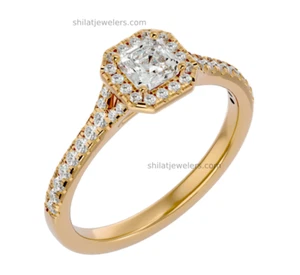 Lab grown diamond engagement ring 14k yellow gold G/VS2 - Picture 1 of 8