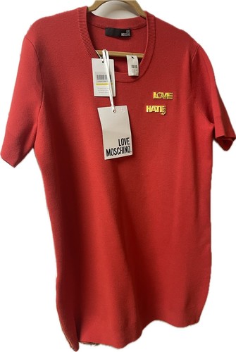 Abito a maglia rosso Love Moschino maniche corte taglia 10 US