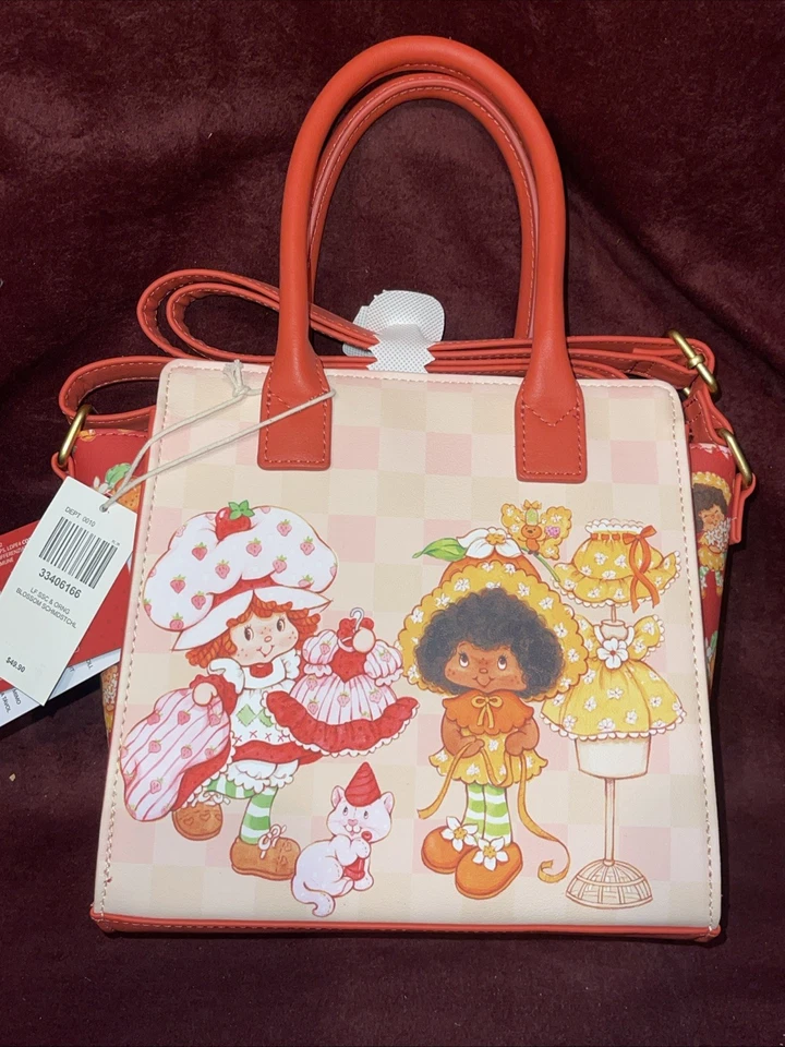 NUEVO CON ETIQUETAS LOUNGEFLY STRAWBERRY SHORTCAKE Cartera Nueva Con Etiquetas Naranja y Natillas Foto 1 de 4