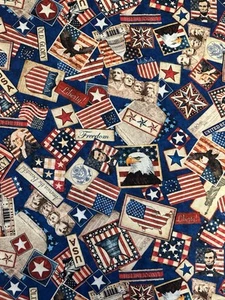 AMERICAN TAPESTRY BY QT USA FLAGS OLD GLORY EAGLES JULY 4TH PATRIOTIC FABRIC HY - Picture 1 of 4