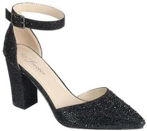 Damen-Pump Strass spitz Knöchelriemen klobiger Blockabsatz Forever Songful - 7 - Bild 1 von 24