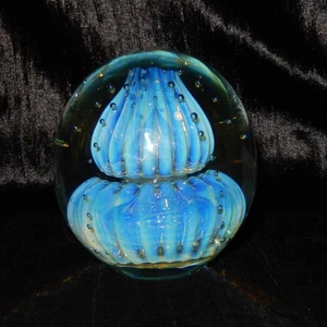 EICKHOLT 1997 Signed Art Glass Paperweight JELLYFISH Opalescent Double Bubbles - Picture 1 of 8