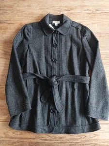 Giacca donna Talbots lana spina di pesce taglia 12 grigio cappotto con cintura con bottoni nuova senza etichette - Foto 1 di 8