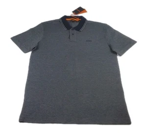 Hugo Boss Polo Shirt Men's LG Gray Short Sleeve Regular Fit Stretch Logo New NWT - Picture 1 of 9