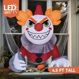 4,5 Fuß Halloween Aufblasbarer Killer Clown Fenster Dekor LED Blow Up JoieDomi - Bild 1 von 11