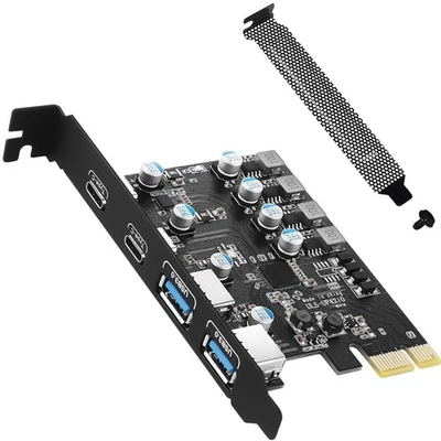 PCIE USB 3.0 Card,4-Port(2 x Type-C, 2 x USB A)5Gbps Expansion Card Internal Con - Image 1 of 4