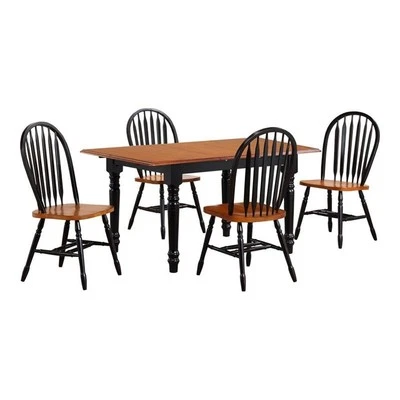 Sunset Trading Black Cherry Selections 5PC 60" Wood Dining Set in Black - Image 1 of 4