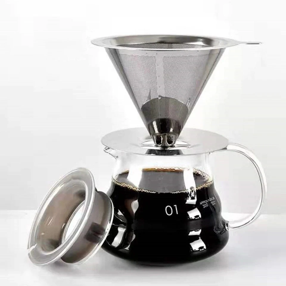 Pour Over Coffee Filter Stainless Steel Reusable Cone Slow Dripper Cup 800 Mesh. - Image 1 of 4