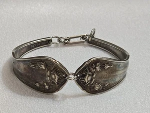 Vintage Spoon Bracelet Rose Floral Embossed Lobster Clasp NGE PLATE Marked - Picture 1 of 7