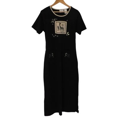 VIntage Erika длинное платье скромный короткий рукав карманы галстук на спине SIze большой - Изображение 1 из 4