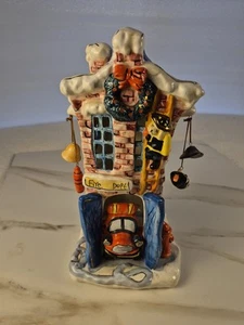 Feuerwehrhaus Feuerwehr Keramik Kerzenhalter Dalmatiner Hunde Weihnachtsdeko 11,5" - Bild 1 von 10