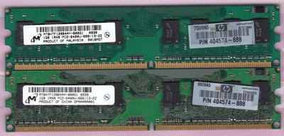 2GB 2x1GB PC2 6400 DDR2-800 MICRON MT8HTF12864AY-800G1 HP 404574-888 MEMORY KIT - Image 1 of 4