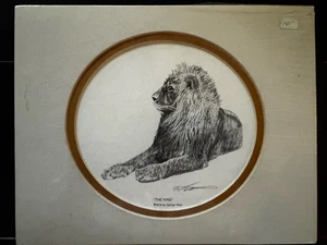 Stampa litografica George Wise 1978 crema opaca IL RE leone 8x10 Pocatello Idaho Art - Foto 1 di 4