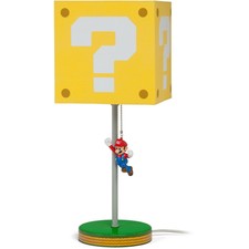 Super Mario Bros Jumping Question Mark Bloco De Luminária De Mesa 14" Luz Nintendo