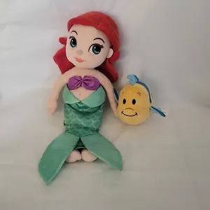 Disney Store Ariel The Little Mermaid 12" Plush Doll Soft Stuffed + Flownder Toy - Picture 1 of 8