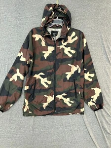 Forever 21 Windbreaker Jacket Mens Small Multicolor Camouflage Hooded Full Zip - Picture 1 of 8