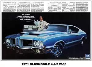 13x19 1971 OLDS 442 CUTLASS 4-4-2 AD ART POSTER PRINT 455 W-30 DR. OLDSMOBILE - Foto 1 di 1