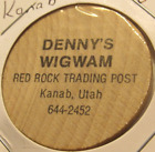 Vintage Denny's Wigwam Kanab, Ut Wooden Nickel - Token Utah