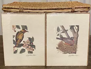 2 Bird Lithographs AMERICAN ROBIN CAPE MAY WARBLER Peg Wheeler Hope USA 11x14 in - Picture 1 of 17