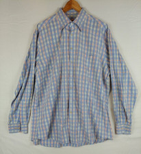 Scott Barber Shirt XL Blue Yellow Plaid Micro Pattern Long Sleeve Button Down