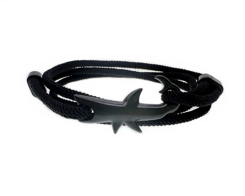 Unisex Shark Nautical Milan Cord Nylon Rope Wrap Bracelet 21 Inches Adjustable - Image 1 of 1