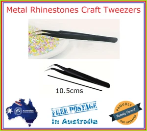Metal Angled Rhinestones Tweezers Crafting Nail Art Tool Pick Up Aid - Picture 1 of 3