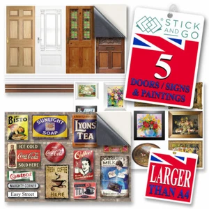 Dolls House Wallpaper: Doors, Signs, & Paintings 1/12, EBAY No 1 Seller - Picture 1 of 21