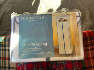 Mainstays Home White Jumbo Dress Bag Portable Closet Organizer 54x17x20 NEW