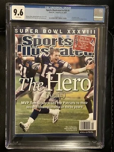 Tom Brady Sports Illustrated THE HERO Feb 2004 Super Bowl Newsstand CGC 9.6 - Picture 1 of 2