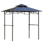 Tente gazebo barbecue Outsunny 8' x 5' barbecue avec étagères latérales PC toit en aluminium