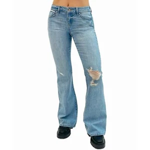Rewash Women's Low-Rise Distressed Flare Jeans - Medium Wash SIZE 5 NWT - Picture 1 of 3