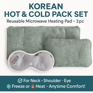 Korean Hot & Cold Therapy Pack Set of 3 – Reusable Microwave Heating Pad - Picture 1 of 6